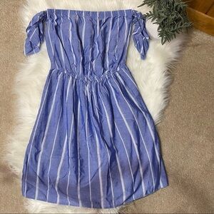 American Eagle: Striped Off The Shoulder Flowy‎ Ruffle Slip Mini Dress Small